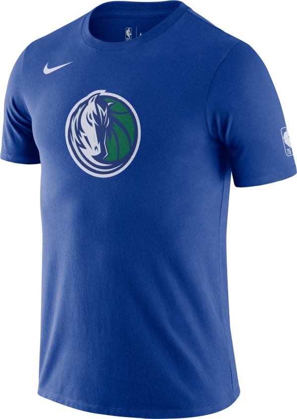 Nike Men's 2021-22 City Edition Dallas Mavericks Blue Dri-Fit Logo T-Shirt