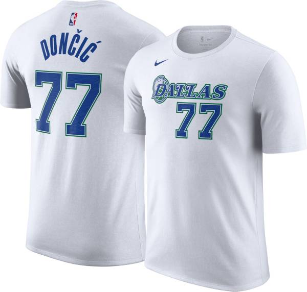 Nike Men's 2021-22 City Edition Dallas Mavericks Luka Doncic #77 White Cotton T-Shirt