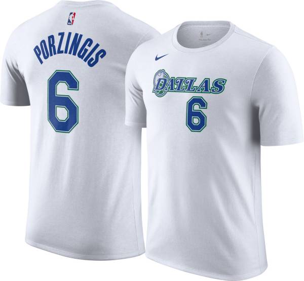 Nike Men's 2021-22 City Edition Dallas Mavericks Kristaps Porzingis #6 White Cotton T-Shirt