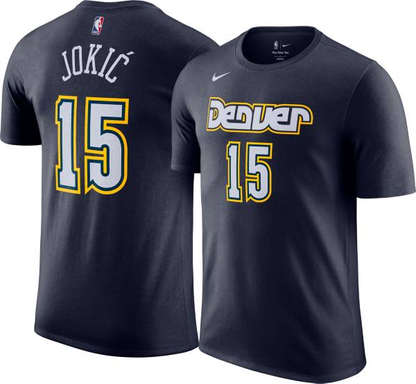 Nike Men's 2021-22 City Edition Denver Nuggets Nikola Jokic #15 Blue Cotton T-Shirt