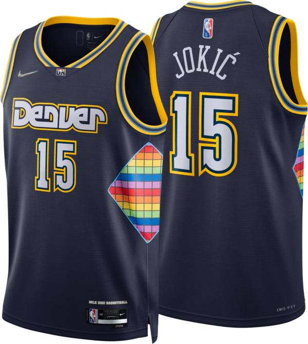 Nike Men's 2021-22 City Edition Denver Nuggets Nikola Jokic #15 Blue Dri-FIT Swingman Jersey