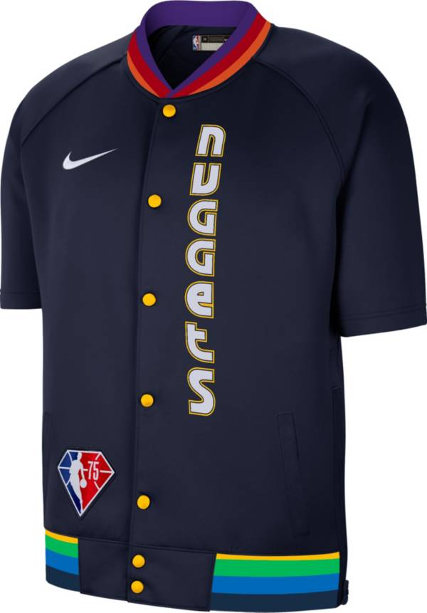 Nike Men's 2021-22 City Edition Denver Nuggets Blue Full Showtime Full Zip Short Sleeve Jacket product image