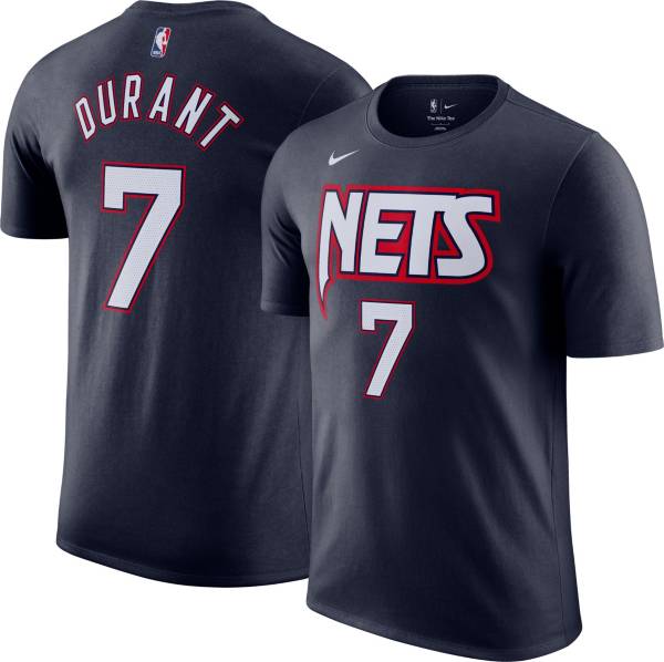 Nike Men's 2021-22 City Edition Brooklyn Nets Kevin Durant #7 Blue Cotton T-Shirt