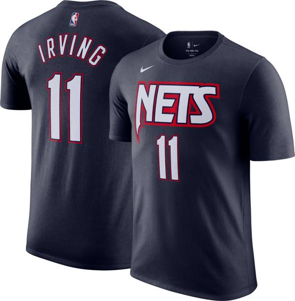 Nike Men's 2021-22 City Edition Brooklyn Nets Kyrie Irving #11 Blue Cotton T-Shirt