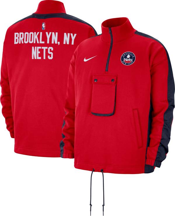 Nike Men's 2021-22 City Edition Brooklyn Nets Red Fleece ½ Zip