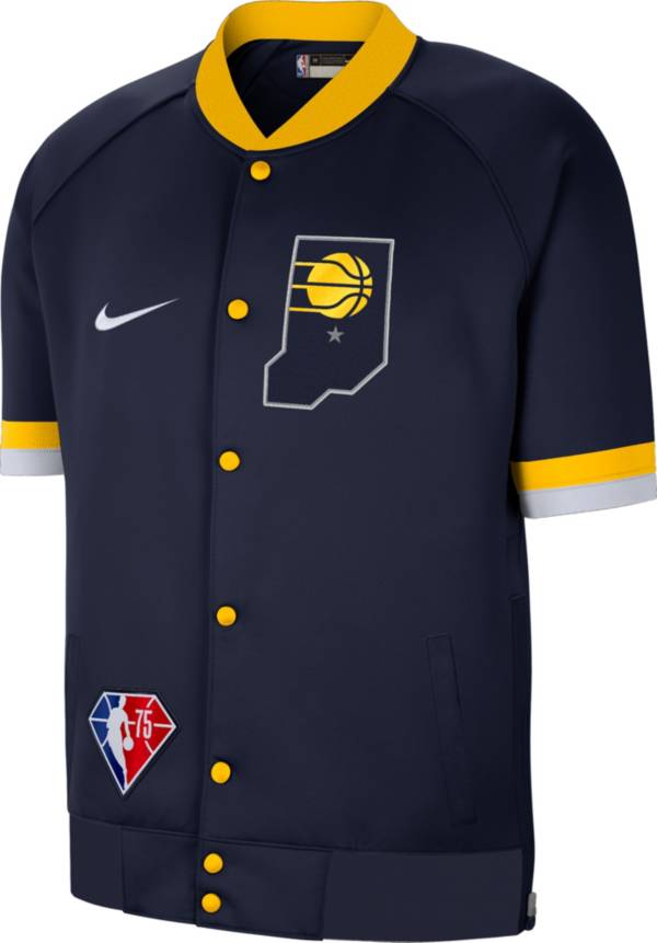 Nike Men's 2021-22 City Edition Indiana Pacers Blue Full Showtime Full Zip Short Sleeve Jacket