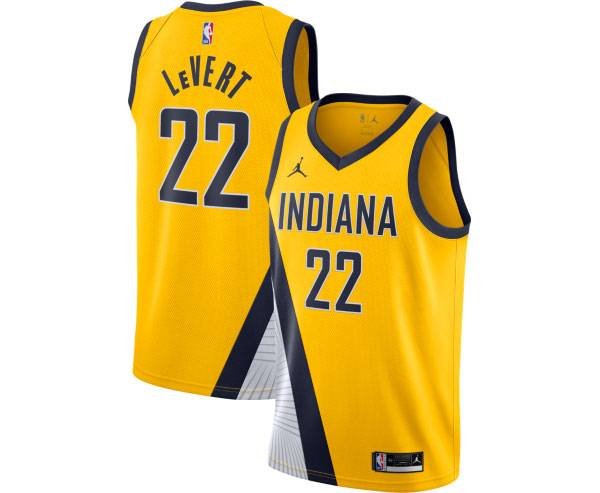 Nike Men's Indiana Pacers Caris LeVert #22 Yellow Dri-FIT Statement Jersey