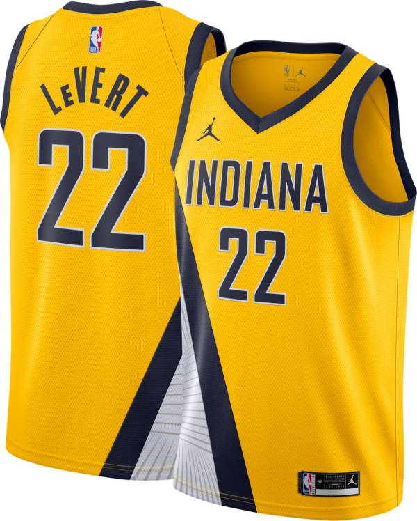 Jordan Men's Indiana Pacers Caris LeVert #22 Yellow Dri-FIT Swingman Jersey