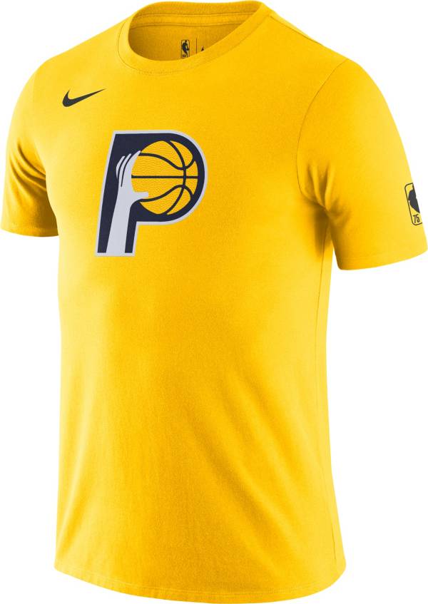 Nike Men's 2021-22 City Edition Indiana Pacers Yellow Dri-Fit Logo T-Shirt