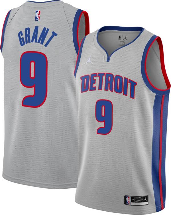 Jordan Men's Detroit Pistons Jerami Grant #9 Grey Dri-FIT Swingman Jersey