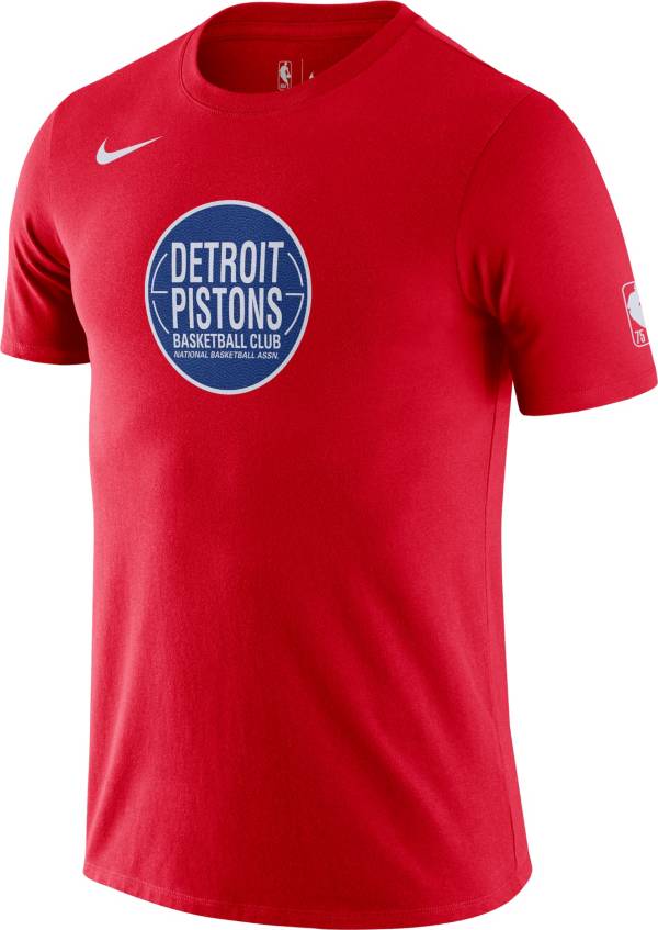 Nike Men's 2021-22 City Edition Detroit Pistons Red Dri-Fit Logo T-Shirt