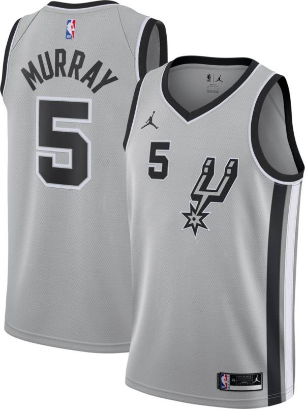 Jordan Men's San Antonio Spurs Dejounte Murray #5 Grey Dri-FIT Swingman Jersey