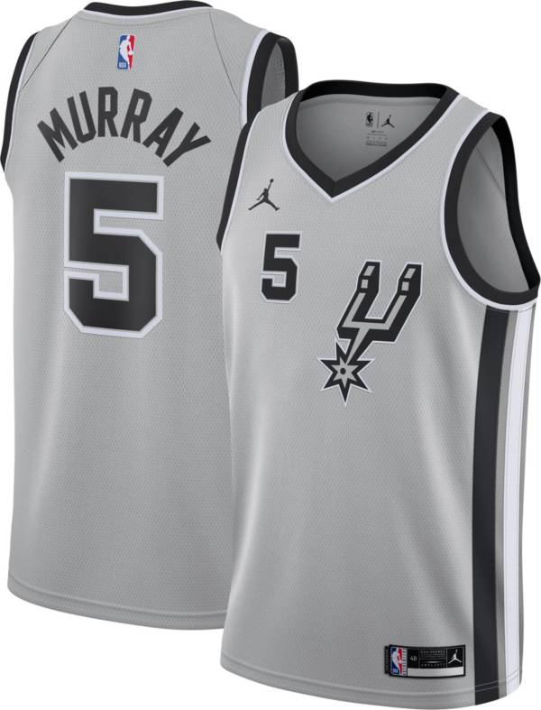 Jordan Men's San Antonio Spurs Dejounte Murray #5 Gray Dri-FIT Swingman Jersey