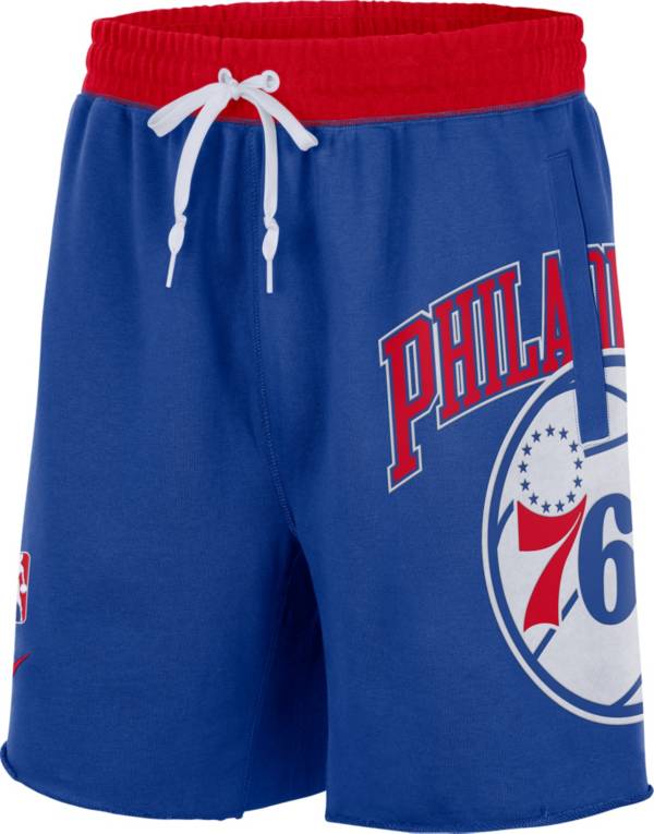 Nike Men's Philadelphia 76ers Blue Courtside Fleece Shorts