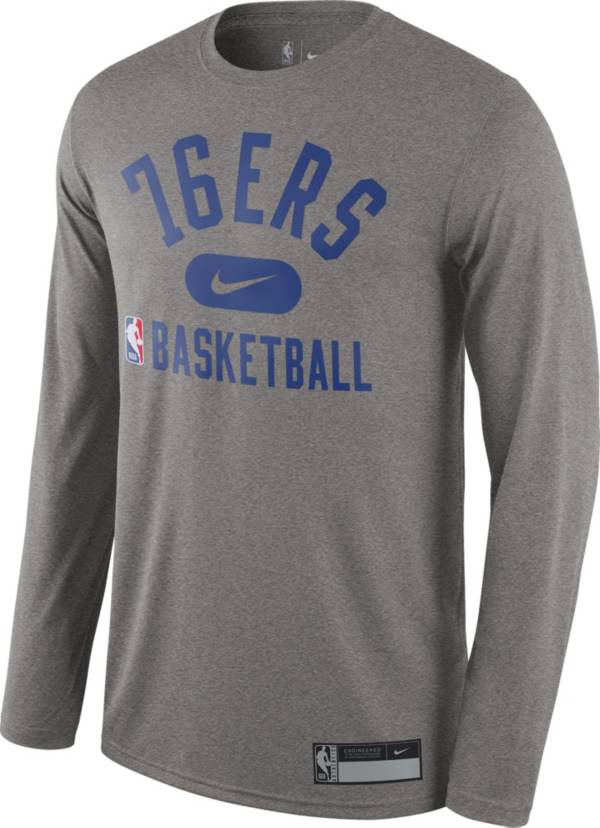 Nike Men's Philadelphia 76ers Grey Dri-Fit Long Sleeve T-Shirt
