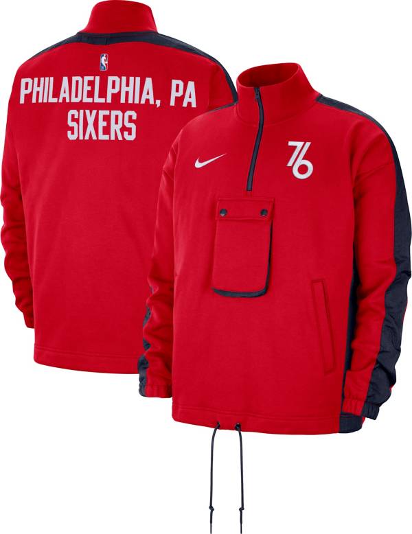 Nike Men's 2021-22 City Edition Philadelphia 76ers Red Fleece ½ Zip