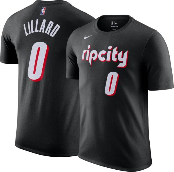 Nike Men's 2021-22 City Edition Portland Trail Blazers Damian Lillard #0 Black Cotton T-Shirt