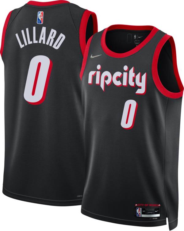 Nike Men's 2021-22 City Edition Portland Trail Blazers Damian Lillard #0 Black Dri-FIT Swingman Jersey product image