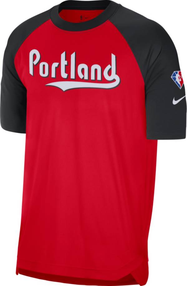 Nike Men's 2021-22 City Edition Portland Trail Blazers Red Dri-Fit Pregame Shirt