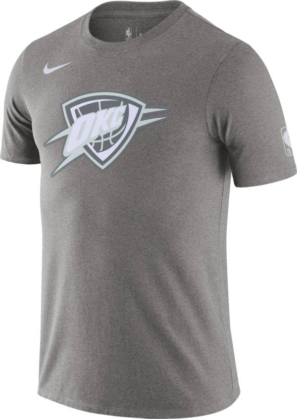 Nike Men's 2021-22 City Edition Oklahoma City Thunder Gray Dri-Fit Logo T-Shirt