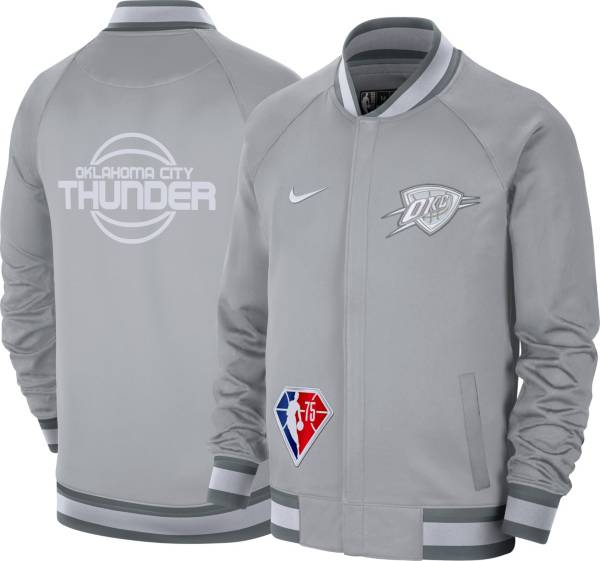 Nike Men's 2021-22 City Edition Oklahoma City Thunder Gray Full Showtime Full Zip Long Sleeve Jacket