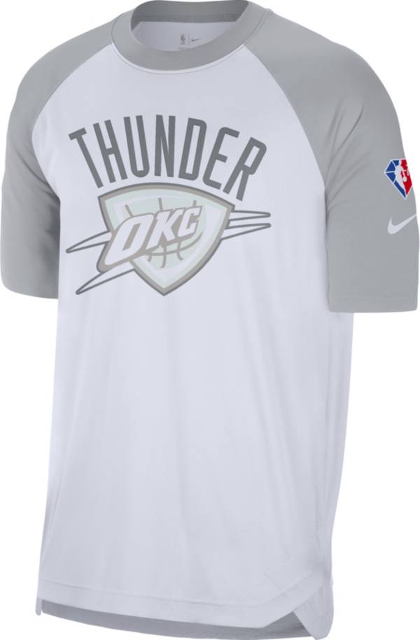 Nike Men's 2021-22 City Edition Oklahoma City Thunder White Dri-Fit Pregame Shirt