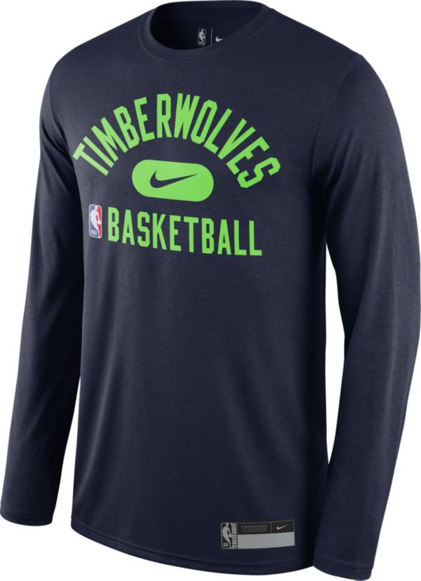 Nike Men's Minnesota Timberwolves Navy Long Sleeve Practice T-Shirt