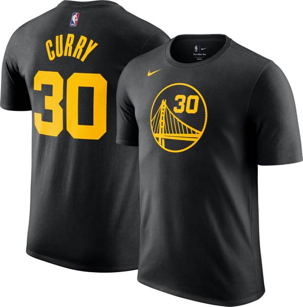 Nike Men's 2021-22 City Edition Golden State Warriors Stephen Curry #30 Black Cotton T-Shirt