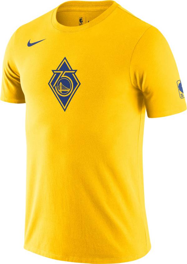 Nike Men's 2021-22 City Edition Golden State Warriors Yellow Dri-Fit Logo T-Shirt