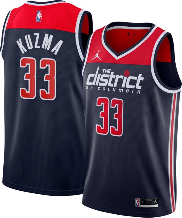 Jordan Men's Washington Wizards Kyle Kuzma #33 Navy Dri-FIT Swingman Jersey