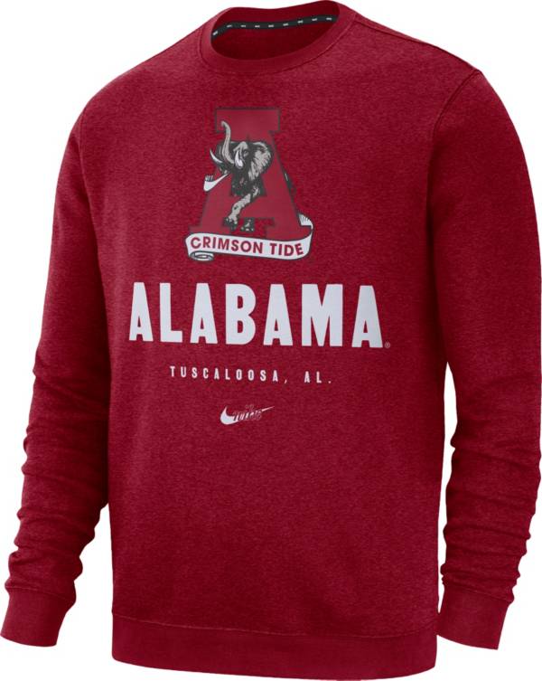 Nike Men's Alabama Crimson Tide Crimson Vault Logo Club Fleece Crew Neck Sweatshirt