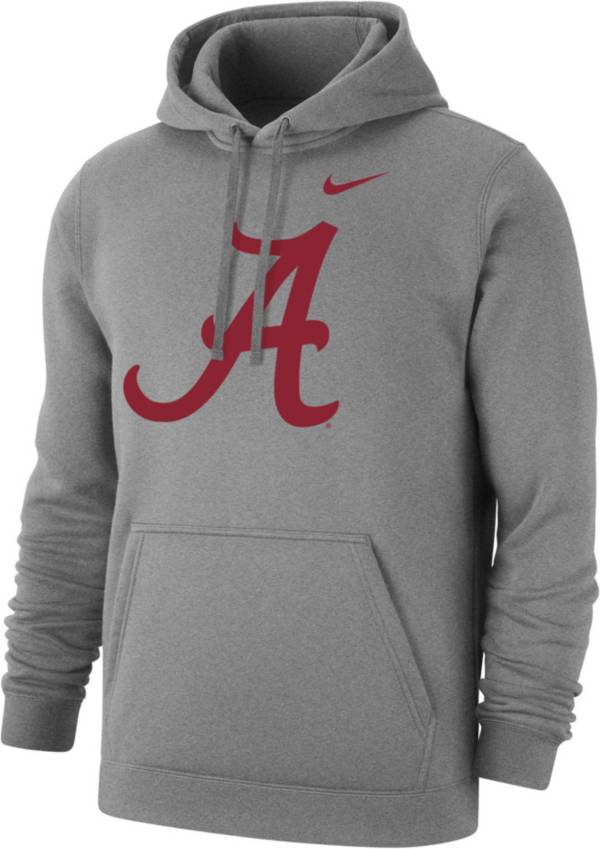 Nike Men's Alabama Crimson Tide Grey Club Fleece Pullover Hoodie
