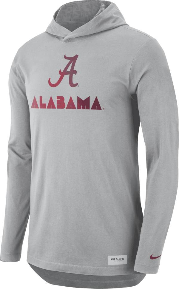 Nike Men's Alabama Crimson Tide Grey Dri-FIT Long Sleeve Hoodie T-Shirt product image