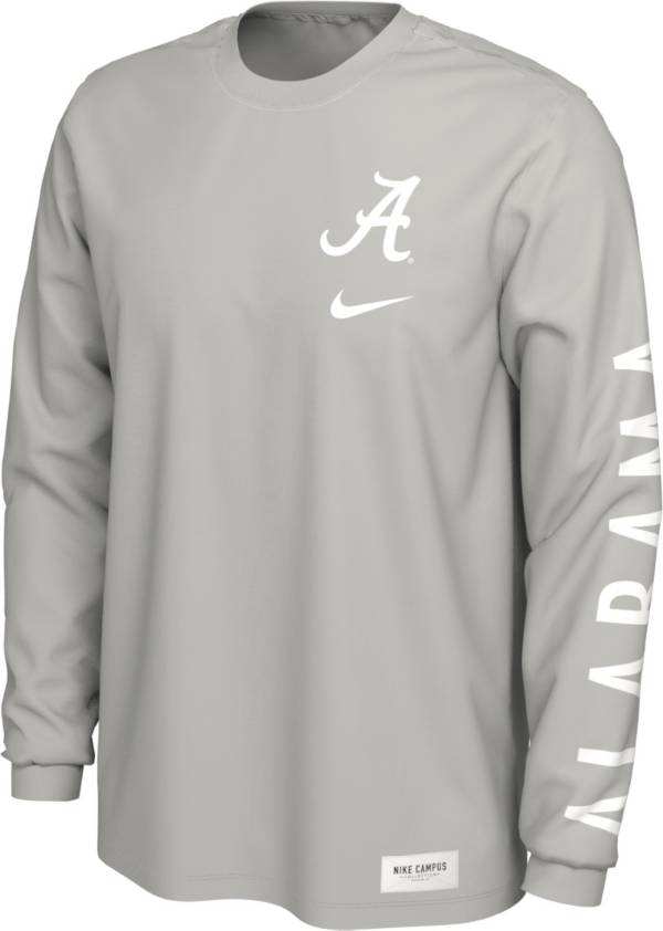 Nike Men's Alabama Crimson Tide Pastel Grey Seasonal Cotton Long Sleeve T-Shirt