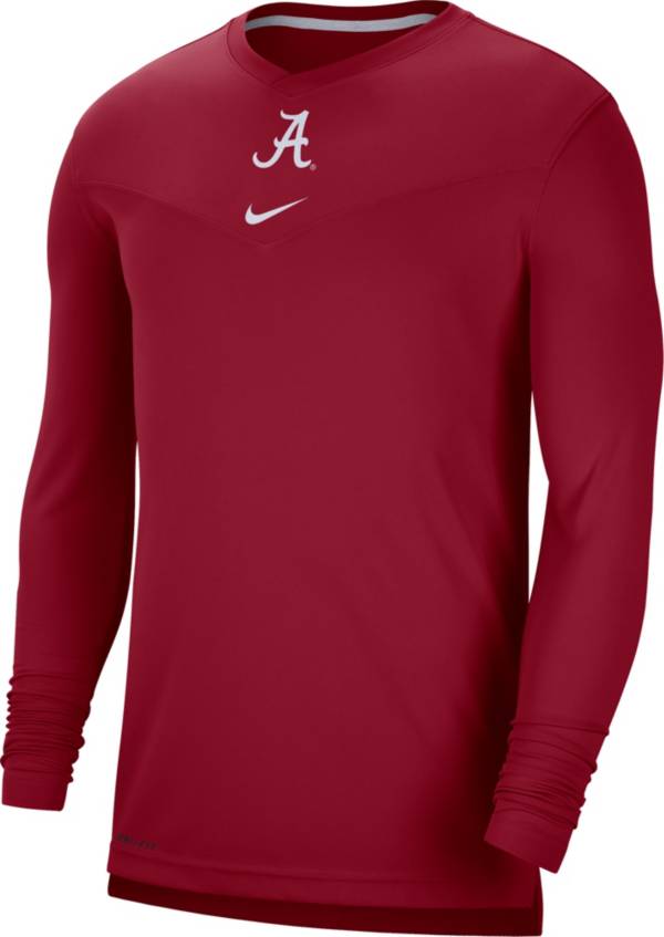 Nike Men's Alabama Crimson Tide Crimson Football Sideline Coach Dri-FIT UV Long Sleeve T-Shirt