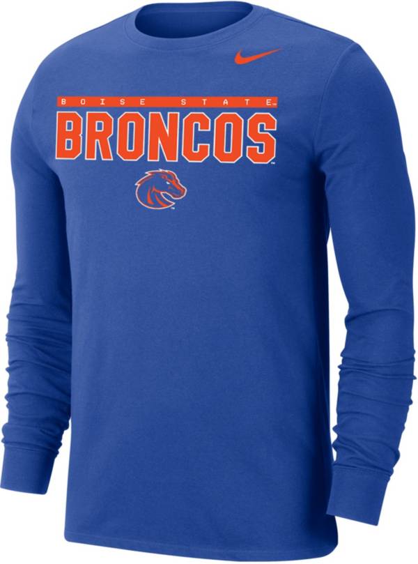 Nike Men's Boise State Broncos Blue Dri-FIT Cotton Long Sleeve T-Shirt