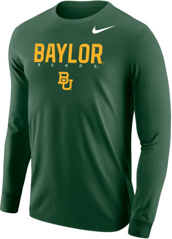 Nike Men's Baylor Bears Green Core Cotton Graphic Long Sleeve T-Shirt
