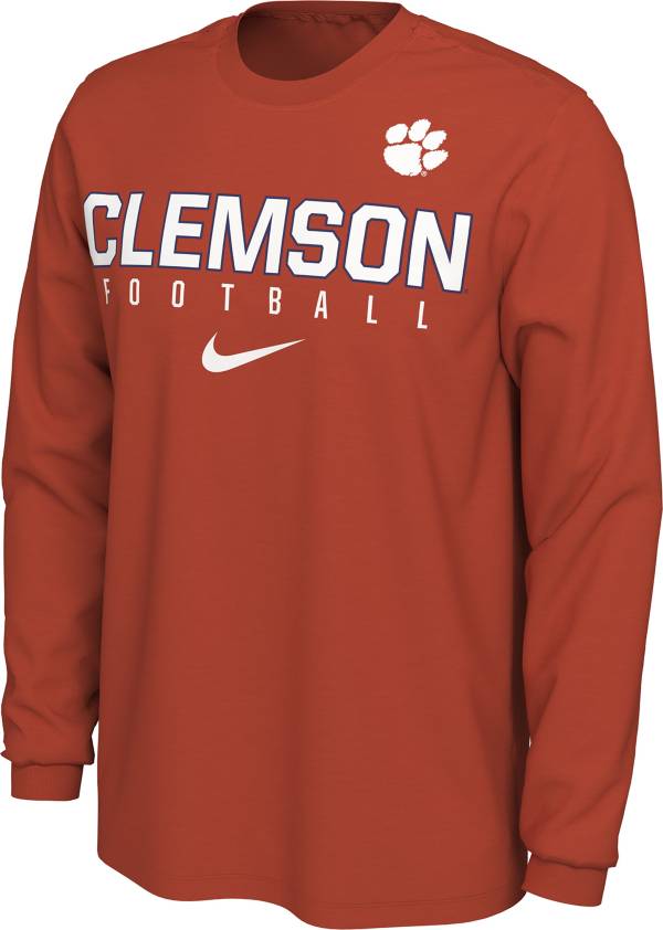 Nike Men's Clemson Tigers Orange Cotton Football Long Sleeve T-Shirt