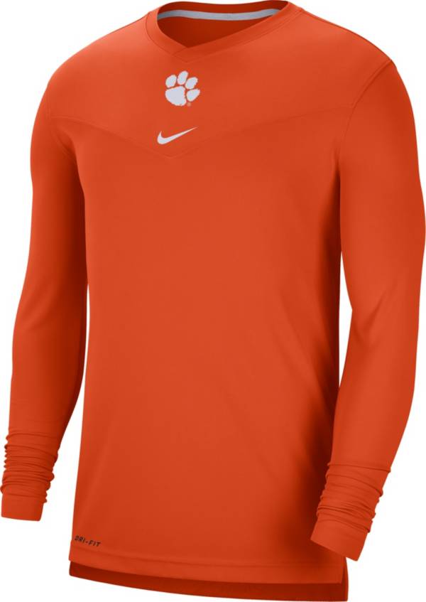 Nike Men's Clemson Tigers Orange Football Sideline Coach Dri-FIT UV Long Sleeve T-Shirt