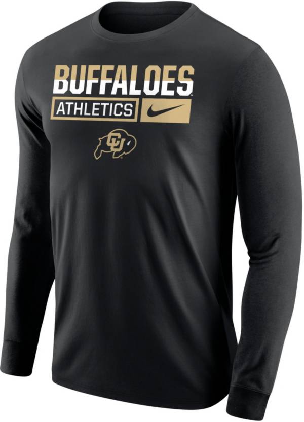 Nike Men's Colorado Buffaloes Black Core Cotton Wordmark Long Sleeve T-Shirt