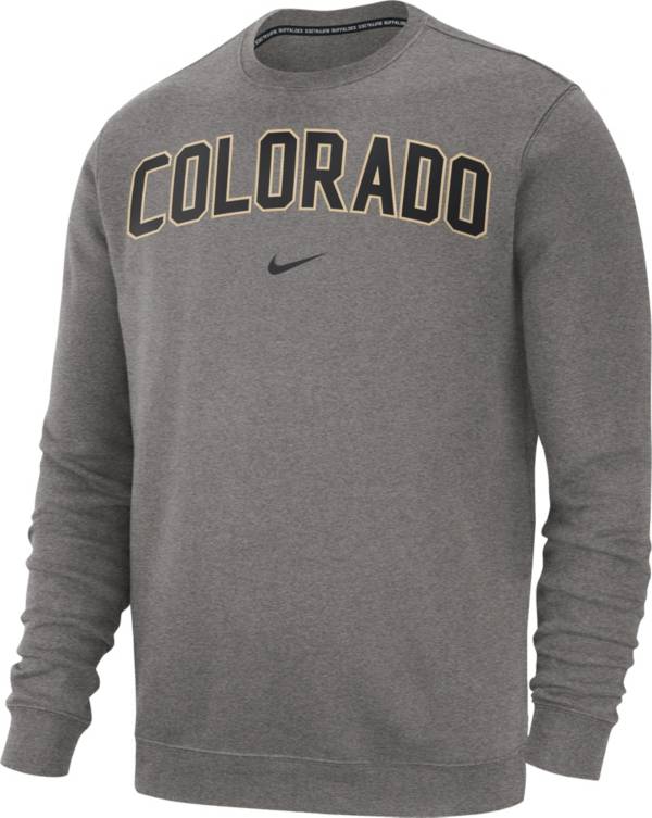 Nike Men's Colorado Buffaloes Grey Club Fleece Crew Neck Sweatshirt