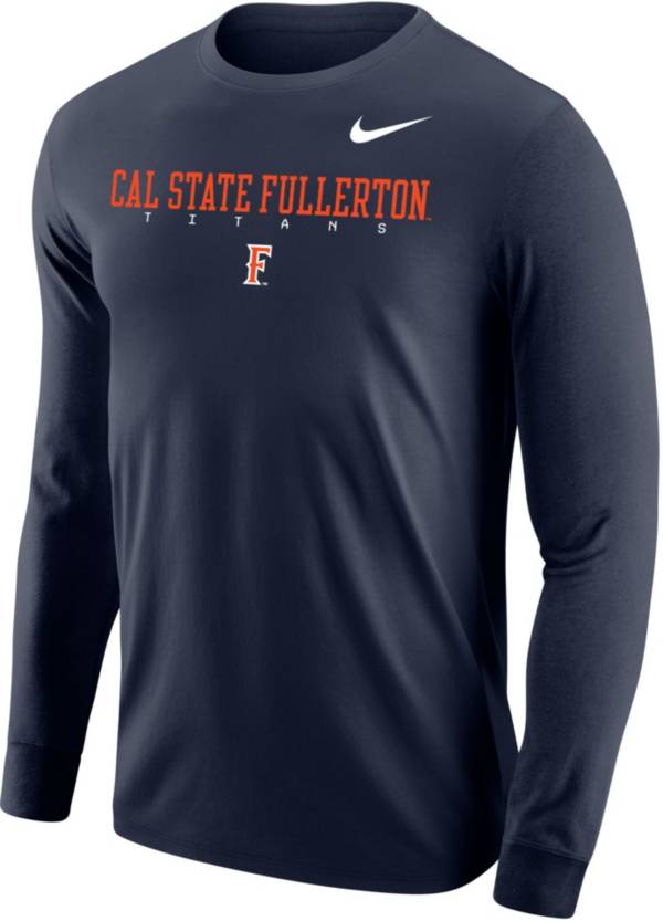Nike Men's Cal State Fullerton Titans Navy Blue Core Cotton Graphic Long Sleeve T-Shirt product image
