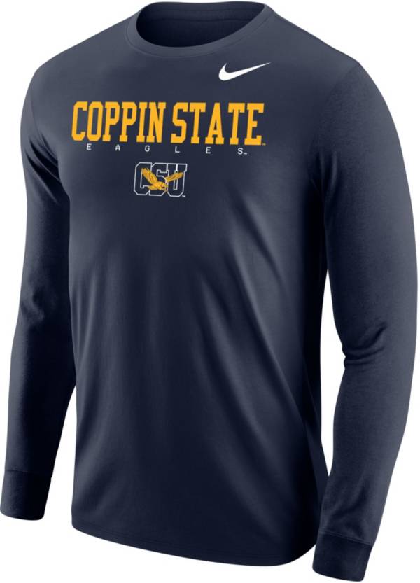 Nike Men's Coppin State Eagles Blue Core Cotton Graphic Long Sleeve T-Shirt