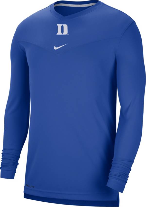 Nike Men's Duke Blue Devils Duke Blue Football Sideline Coach Dri-FIT UV Long Sleeve T-Shirt