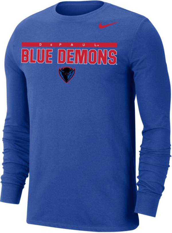 Nike Men's DePaul Blue Demons Royal Blue Dri-FIT Cotton Long Sleeve T-Shirt