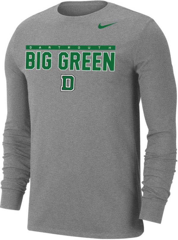 Nike Men's Dartmouth Big Green Grey Dri-FIT Cotton Long Sleeve T-Shirt product image
