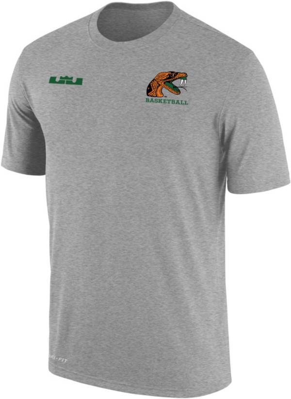 Nike x LeBron James Men's Florida A&M Rattlers Grey Dri-FIT Cotton Basketball T-Shirt