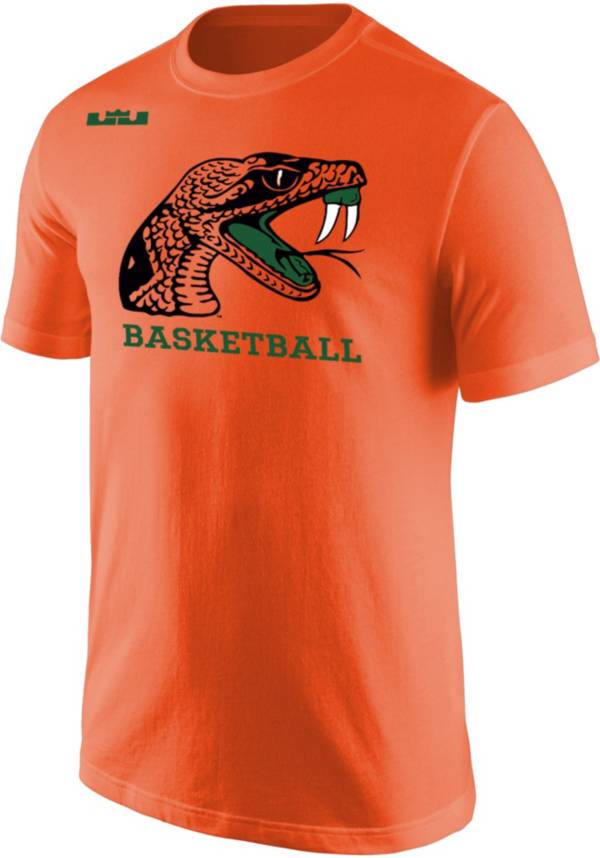 Nike x LeBron James Men's Florida A&M Rattlers Orange Basketball Core Cotton Logo T-Shirt