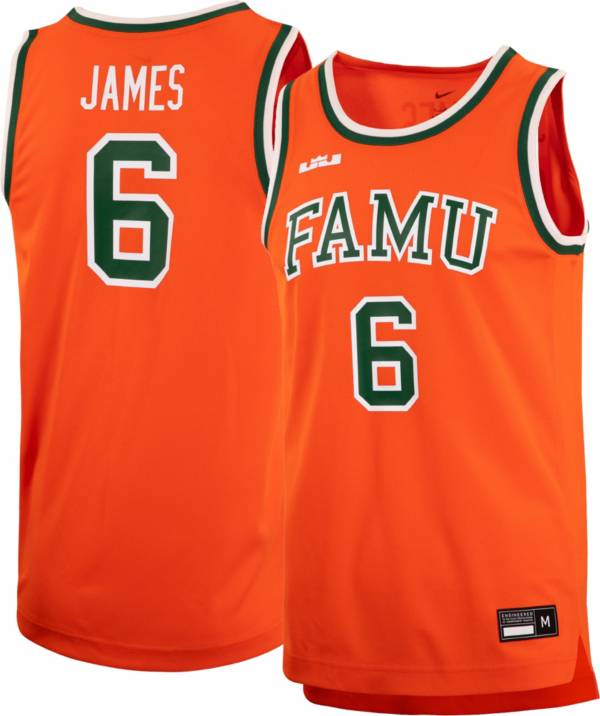 Nike x LeBron James Men's Florida A&M Rattlers #6 Orange Replica Basketball Jersey