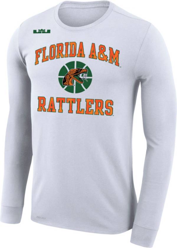 Nike x LeBron James Men's Florida A&M Rattlers White Basketball Dri-FIT Long Sleeve T-Shirt